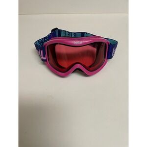Bolle Kids Snow Goggles Pink Frame Red Lens Geometric Strap Ski Snowboard